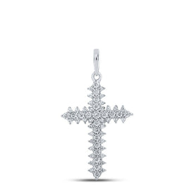 Radiant Faith Diamond Cross Pendant in 10kt White Gold Top view from the 10Kt White Gold Womens Round Diamond Cross Pendant 1 3 Cttwpin211990 collection by Splendid Jewellery