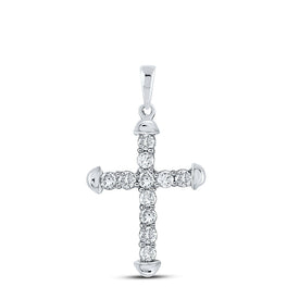 10kt White Gold Diamond Cross Pendant - A Radiant Symbol of Faith and Elegance Top view from the 10Kt White Gold Womens Round Diamond Cross Pendant 1 3 Cttwpin226967 collection by Splendid Jewellery