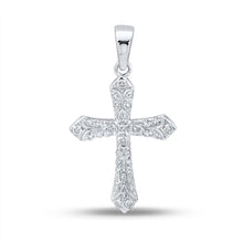 Load image into Gallery viewer, Radiant Faith Diamond Cross Pendant Top view from the 10Kt White Gold Womens Round Diamond Cross Pendant 1 3 Cttwpin289611 collection by Splendid Jewellery