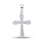 Radiant Faith Diamond Cross Pendant Top view from the 10Kt White Gold Womens Round Diamond Cross Pendant 1 3 Cttwpin289611 collection by Splendid Jewellery