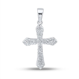 Radiant Faith Diamond Cross Pendant Top view from the 10Kt White Gold Womens Round Diamond Cross Pendant 1 3 Cttwpin289611 collection by Splendid Jewellery