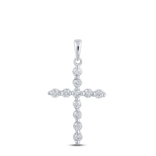 Load image into Gallery viewer, Radiant Faith Diamond Cross Pendant Top view from the 10Kt White Gold Womens Round Diamond Cross Pendant 1 3 Cttwpin211969 collection by Splendid Jewellery