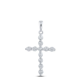 Radiant Faith Diamond Cross Pendant Top view from the 10Kt White Gold Womens Round Diamond Cross Pendant 1 3 Cttwpin211969 collection by Splendid Jewellery