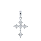 10kt White Gold Womens Round Diamond Cross Pendant - A Timeless Symbol of Elegance and Grace Top view from the 10Kt White Gold Womens Round Diamond Cross Pendant 1 4 Cttwpin213563 collection by Splendid Jewellery
