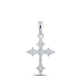 10kt White Gold Womens Round Diamond Cross Pendant - A Timeless Symbol of Elegance and Grace Top view from the 10Kt White Gold Womens Round Diamond Cross Pendant 1 4 Cttwpin213563 collection by Splendid Jewellery