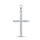 Enchanting Diamond Cross Pendant | 10kt White Gold Womens Round Diamond Cross Pendant 1/4 Cttw | Splendid Jewellery Top view from the 10Kt White Gold Womens Round Diamond Cross Pendant 1 4 Cttwpin213209 collection by Splendid Jewellery