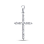 Radiant Cross of Brilliance: 10kt White Gold Womens Round Diamond Cross Pendant 1/4 Cttw Top view from the 10Kt White Gold Womens Round Diamond Cross Pendant 1 4 Cttwpin289615 collection by Splendid Jewellery