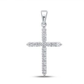 Radiant Cross of Brilliance: 10kt White Gold Womens Round Diamond Cross Pendant 1/4 Cttw Top view from the 10Kt White Gold Womens Round Diamond Cross Pendant 1 4 Cttwpin289615 collection by Splendid Jewellery