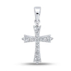 Radiant Spirit Diamond Cross Pendant Top view from the 10Kt White Gold Womens Round Diamond Cross Pendant 1 4 Cttwpin289618 collection by Splendid Jewellery