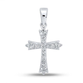 Radiant Spirit Diamond Cross Pendant Top view from the 10Kt White Gold Womens Round Diamond Cross Pendant 1 4 Cttwpin289618 collection by Splendid Jewellery