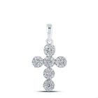 Radiant Brilliance: 10kt White Gold Diamond Cross Pendant Top view from the 10Kt White Gold Womens Round Diamond Cross Pendant 1 4 Cttwpin211677 collection by Splendid Jewellery