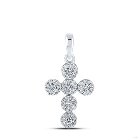 Radiant Brilliance: 10kt White Gold Diamond Cross Pendant Top view from the 10Kt White Gold Womens Round Diamond Cross Pendant 1 4 Cttwpin211677 collection by Splendid Jewellery