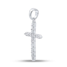 Load image into Gallery viewer, Radiant Cross of Brilliance: 10kt White Gold Womens Round Diamond Cross Pendant 1/4 Cttw Side view from the 10Kt White Gold Womens Round Diamond Cross Pendant 1 4 Cttwpin289615 collection by Splendid Jewellery