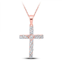 Load image into Gallery viewer, Radiant Reflections Diamond Cross Pendant Top view from the 10Kt White Gold Womens Round Diamond Cross Pendant 1 4 Cttwpin289613 collection by Splendid Jewellery