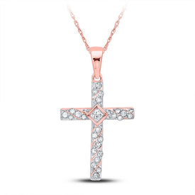 Radiant Reflections Diamond Cross Pendant Top view from the 10Kt White Gold Womens Round Diamond Cross Pendant 1 4 Cttwpin289613 collection by Splendid Jewellery