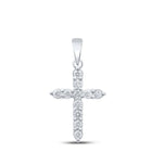 Radiant Splendor: 10kt White Gold Diamond Cross Pendant Top view from the 10Kt White Gold Womens Round Diamond Cross Pendant 1 4 Cttwpin213066 collection by Splendid Jewellery