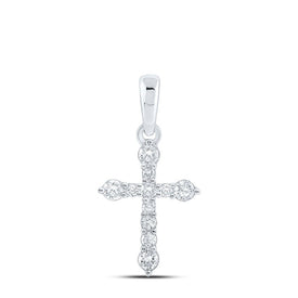 Graceful Brilliance Diamond Cross Pendant Top view from the 10Kt White Gold Womens Round Diamond Cross Pendant 1 4 Cttwpin213564 collection by Splendid Jewellery