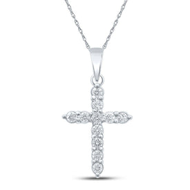 Elegant Brilliance: 10kt White Gold Womens Round Diamond Cross Pendant 1/4 Cttw Top view from the 10Kt White Gold Womens Round Diamond Cross Pendant 1 4 Cttwpin286777 collection by Splendid Jewellery