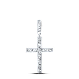 Radiant Faith Diamond Cross Pendant Top view from the 10Kt White Gold Womens Round Diamond Cross Pendant 1 5 Cttwpin211679 collection by Splendid Jewellery