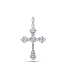 Radiant Sparkle Diamond Cross Pendant | 10kt White Gold Women's Round Diamond Cross Pendant 1/5 Cttw | Splendid Jewellery Top view from the 10Kt White Gold Womens Round Diamond Cross Pendant 1 5 Cttwpin211991 collection by Splendid Jewellery