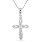 Radiant Love Diamond Cross Pendant Top view from the 10Kt White Gold Womens Round Diamond Cross Pendant 1 6 Cttwpin270010 collection by Splendid Jewellery