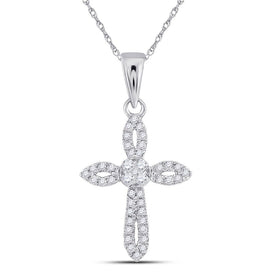 Radiant Love Diamond Cross Pendant Top view from the 10Kt White Gold Womens Round Diamond Cross Pendant 1 6 Cttwpin270010 collection by Splendid Jewellery