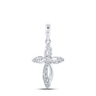 Radiant Reflections: 10kt White Gold Diamond Cross Pendant Top view from the 10Kt White Gold Womens Round Diamond Cross Pendant 1 6 Cttwpin211619 collection by Splendid Jewellery