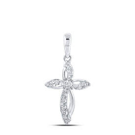 Radiant Reflections: 10kt White Gold Diamond Cross Pendant Top view from the 10Kt White Gold Womens Round Diamond Cross Pendant 1 6 Cttwpin211619 collection by Splendid Jewellery
