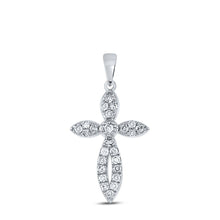 Load image into Gallery viewer, Radiant Spirit Diamond Cross Pendant Top view from the 10Kt White Gold Womens Round Diamond Faith Cross Pendant 1 6 Cttwpin249620 collection by Splendid Jewellery