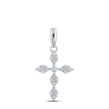 Load image into Gallery viewer, Splendid Jewellery 10kt White Gold Diamond Cross Pendant 1/6 Cttw - Radiant Divine Charm Top view from the 10Kt White Gold Womens Round Diamond Cross Pendant 1 6 Cttwpin218680 collection by Splendid Jewellery