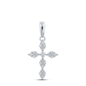 Splendid Jewellery 10kt White Gold Diamond Cross Pendant 1/6 Cttw - Radiant Divine Charm Top view from the 10Kt White Gold Womens Round Diamond Cross Pendant 1 6 Cttwpin218680 collection by Splendid Jewellery