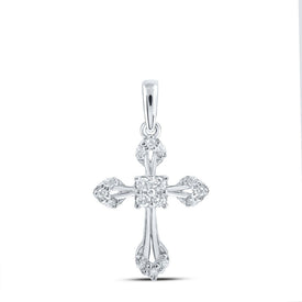 Radiant Reflections: 10kt White Gold Diamond Cross Pendant 1/6 Cttw Top view from the 10Kt White Gold Womens Round Diamond Cross Pendant 1 6 Cttwpin211634 collection by Splendid Jewellery