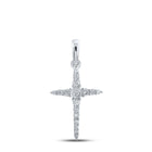 Radiant Faith Diamond Cross Pendant | 10kt White Gold Womens Round Diamond Cross Pendant 1/6 Cttw Top view from the 10Kt White Gold Womens Round Diamond Cross Pendant 1 6 Cttwpin211633 collection by Splendid Jewellery