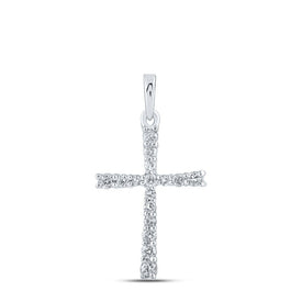 Splendid Jewellery 10kt White Gold Diamond Cross Pendant - A Symbol of Devotion and Elegance Top view from the 10Kt White Gold Womens Round Diamond Cross Pendant 1 5 Cttwpin211995 collection by Splendid Jewellery