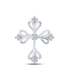 Radiant Reflections: 10kt White Gold Diamond Cross Pendant Top view from the 10Kt White Gold Womens Round Diamond Cross Pendant 1 8 Cttwpin214044 collection by Splendid Jewellery