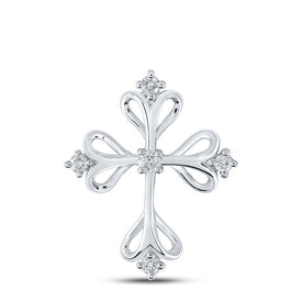 Radiant Reflections: 10kt White Gold Diamond Cross Pendant Top view from the 10Kt White Gold Womens Round Diamond Cross Pendant 1 8 Cttwpin214044 collection by Splendid Jewellery
