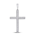 10kt White Gold Diamond Cross Pendant | Elegant and Graceful Symbol of Faith and Love Top view from the 10Kt White Gold Womens Round Diamond Cross Pendant 1 8 Cttwpin280431 collection by Splendid Jewellery