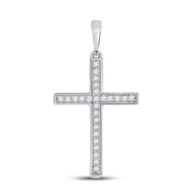 10kt White Gold Diamond Cross Pendant | Elegant and Graceful Symbol of Faith and Love Top view from the 10Kt White Gold Womens Round Diamond Cross Pendant 1 8 Cttwpin280431 collection by Splendid Jewellery