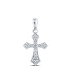 Radiant Spirit Diamond Cross Pendant Top view from the 10Kt White Gold Womens Round Diamond Cross Pendant 1 8 Cttwpin218643 collection by Splendid Jewellery