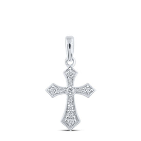 Radiant Spirit Diamond Cross Pendant Top view from the 10Kt White Gold Womens Round Diamond Cross Pendant 1 8 Cttwpin218643 collection by Splendid Jewellery