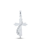 Radiant Spirit Diamond Cross Pendant Top view from the 10Kt White Gold Womens Round Diamond Cross Pendant 1 8 Cttwpin211632 collection by Splendid Jewellery