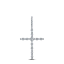 Load image into Gallery viewer, 10kt White Gold Sparkling Diamond Cross Pendant - A Symbol of Elegance and Faith Top view from the 10Kt White Gold Womens Round Diamond Cross Pendant 3 4 Cttwpin218807 collection by Splendid Jewellery