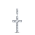 Radiant Faith: 10kt White Gold Diamond Cross Pendant Top view from the 10Kt White Gold Womens Round Diamond Cross Pendant 3 4 Cttwpin211653 collection by Splendid Jewellery