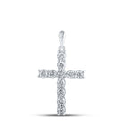 Splendid Jewellery: Radiant Diamond Cross Pendant in 10kt White Gold Top view from the 10Kt White Gold Womens Round Diamond Cross Pendant 3 4 Cttwpin211967 collection by Splendid Jewellery