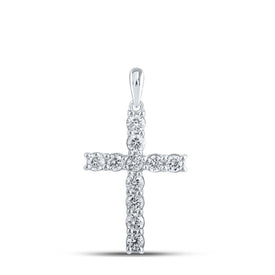 Splendid Jewellery: Radiant Diamond Cross Pendant in 10kt White Gold Top view from the 10Kt White Gold Womens Round Diamond Cross Pendant 3 4 Cttwpin211967 collection by Splendid Jewellery