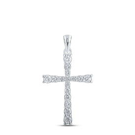 Radiant Devotion: 10kt White Gold Womens Round Diamond Cross Pendant 3/8 Cttw Top view from the 10Kt White Gold Womens Round Diamond Cross Pendant 3 8 Cttwpin211968 collection by Splendid Jewellery