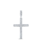 Radiant Faith: 10kt White Gold Diamond Cross Pendant Top view from the 10Kt White Gold Womens Round Diamond Cross Pendant 3 8 Cttwpin211652 collection by Splendid Jewellery