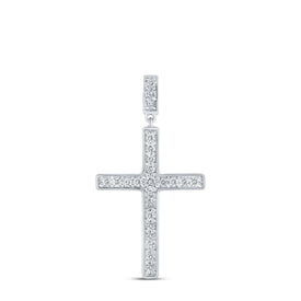 Radiant Faith: 10kt White Gold Diamond Cross Pendant Top view from the 10Kt White Gold Womens Round Diamond Cross Pendant 3 8 Cttwpin211652 collection by Splendid Jewellery