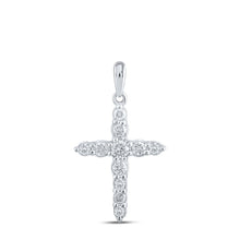 Load image into Gallery viewer, Radiant Devotion Diamond Cross Pendant Top view from the 10Kt White Gold Womens Round Diamond Cross Pendant 3 8 Cttwpin211620 collection by Splendid Jewellery