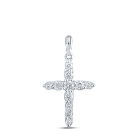 Radiant Devotion Diamond Cross Pendant Top view from the 10Kt White Gold Womens Round Diamond Cross Pendant 3 8 Cttwpin211620 collection by Splendid Jewellery